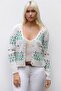 Women's Beige V-Neck Long Sleeve Buttoned Regular Oversize Casual Acrylic Knitwear Cardigan - 7