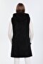 Women's Black Long Zippered Fleece Vest - 4