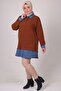 28116 Mir Tunic with Large Size Denim Detail - Mustard - 3