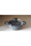 Cast Granite 20 Cm Deep Pot with Handle / Gray