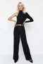 Black Lycra High Waist 90's Wide Leg Jeans Wide Leg Boyfriend Jeans - 2