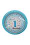 1 Year Old Boy Birthday Party Set for 16 Persons with Blue Numbers and White Balloons (plates, glasses, napkins etc.) - 7
