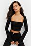 Women's Black Window Crop Blouse B1905 - 4