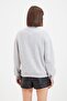 Gri Kalın İçi Polarlı Dik Yaka Relaxed/Rahat Kalıp Örme Sweatshirt TWOAW20SW0584 - 10