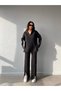 Mooi Boutique Wide Ribbed Front-Zippered Slit-Hem Grasse Set 8731 - Black - 3