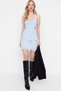 Dark Blue A-Line Lined Window/Cut Out Detailed Woven Short Evening Dress Graduation Dress Tprss21El4350 - 3