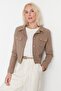Brown Cropped Fitted Woven Jacket TWOAW23CE00252 - 2