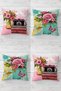 Rose Bouquet and Book Patterned Concealed Zippered Throw Pillow Cover Sofa Pillow Cover Set (4 Pieces)