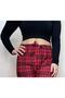 Red Black Plaid Checked Women's Velvet Pajama Bottom Tracksuit Cotton - 8