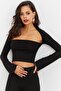 Women's Black Window Crop Blouse B1905 - 2