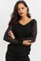 Women's Black V-Neck Blouse ST3074 - 5