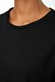 Siyah %100 Pamuk Uzun Kollu Bisiklet Yaka Regular/Normal Kalıp Basic Örme T-Shirt TWOAW21TS0098 - 3