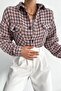 Women's Pink New Season Low Shoulder Double Pocket Oversize Lumberjack Shirt Jacket - 3