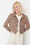 Brown Cropped Fitted Woven Jacket TWOAW23CE00252