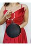 Women's Satin Black Round Evening Dress Clutch Portfolio Bag