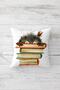 Owl And Books Patterned Hidden Zippered Throw Pillow Cover Sofa Pillow Cover Set (4pcs) - 3