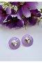 Lilac and Gold Enamel Rhinestone Earrings - 2