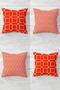 Orange Geometric Striped Throw Pillow Cover - Set with Hidden Zipper Detail (4pcs)