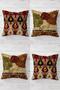 Autumn Patterned Leafy Hidden Zippered Throw Pillow Cover Set - 4 Pieces Seats and Pillows Set