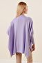 Women's Lilac Oversize Slit Poncho Sweater - 6