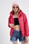Women's Fuchsia Wide Cut Oversize Hooded Puffer Jacket