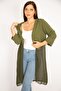 Women's Large Size Khaki Bottom Part Chiffon Cardigan 65n34879 - 3