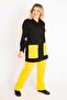 Women's Large Size Yellow Pocket Combination Hooded Front Zipper Sweatshirt Trousers Set 65n34904 - 6