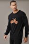 Men's Black-caramel Standard Fit Crew Neck Patterned 100% Cotton Knitwear Sweater - 2