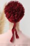 Women's Hijab Ruffled Front Stitched Bonnet Burgundy - 4