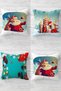 New Year's Gift Candle Patterned Hidden Zippered Throw Pillow Cover Seat Pillow Cover Set (4pcs)