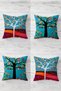 Spring Branch Flowers Birds Patterned Hidden Zippered Throw Pillow Cover Sofa Pillow Cover Set (4pcs)