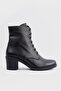 Women's Black Genuine Natural Leather Lace-up Boots & Booties