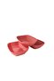 3 Pieces Porcelain 12cm Square Boat Appetizer Breakfast Presentation Plate Pink Color - 3