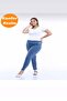 بنطلون جينز نسائي بخصر مطاطي / تصميم مريح / قصة مريحة / مقاس كبير-صغير - أزرق فاتح - 3