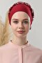 Women's Hijab Ruffled Front Stitched Bonnet Burgundy