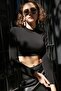 Women's Black Half Fisherman Long Sleeve Crop - 2