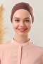 Women's Hijab Stitched Set Bonnet Brown 3 Pieces Tieable Combed Cotton Bonnet - 4