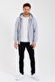 Gray Kangaroo Pocket Hooded Zippered Cotton Men's Sweatshirt - 5