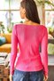 Women's Fuchsia Square Collar Thick Ribbed Knitwear Sweater BLZ-19002040 - 2