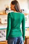 Women's Grass Green Square Collar Thick Ribbed Knitwear Sweater BLZ-19002040 - 2
