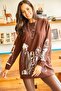 Women's Bitter Brown Figured Oversize Sweatshirt SWT-19000452 - 4