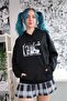 Black Hooded A-Line Head Like Hole Sweatshirt