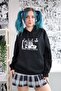 Black Hooded A-Line Head Like Hole Sweatshirt - 2