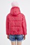 Women's Fuchsia Wide Cut Oversize Hooded Puffer Jacket - 5