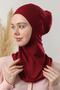 Women's Hijab with Neck Collar, Lycra Flexible Ninja Bonnet, Burgundy - 2