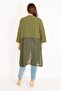 Women's Large Size Khaki Bottom Part Chiffon Cardigan 65n34879 - 2