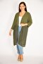 Women's Large Size Khaki Bottom Part Chiffon Cardigan 65n34879 - 4