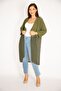 Women's Large Size Khaki Bottom Part Chiffon Cardigan 65n34879 - 6