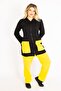 Women's Large Size Yellow Pocket Combination Hooded Front Zipper Sweatshirt Trousers Set 65n34904 - 7