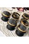 Lav Black Colored Luxury Gilded Water Glass Hand Decorated Glass Magnolia Presentation Cup Set of 6 Dessert Glasses - 2